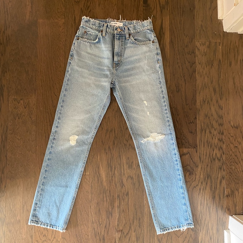 RE/DONE 70s straight - destroyed distressed indigo / size 26